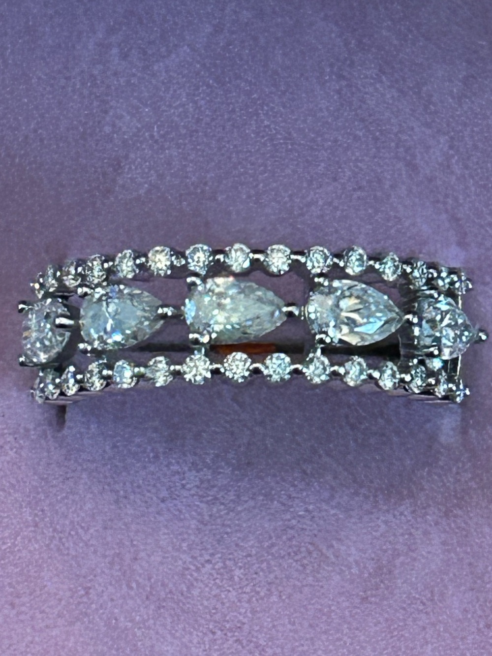 2.00CTW Round & Pear Shaped Moissanite 925 Sterling Silver Eternity Band Ring 💍